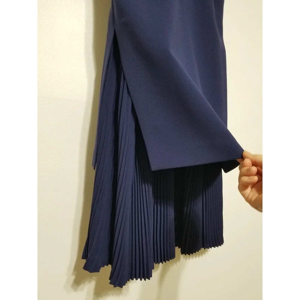 Theory‎ Malkan P Winslow Crepe Layered Pleated Dress Sea Blue NWT Size 2 $395